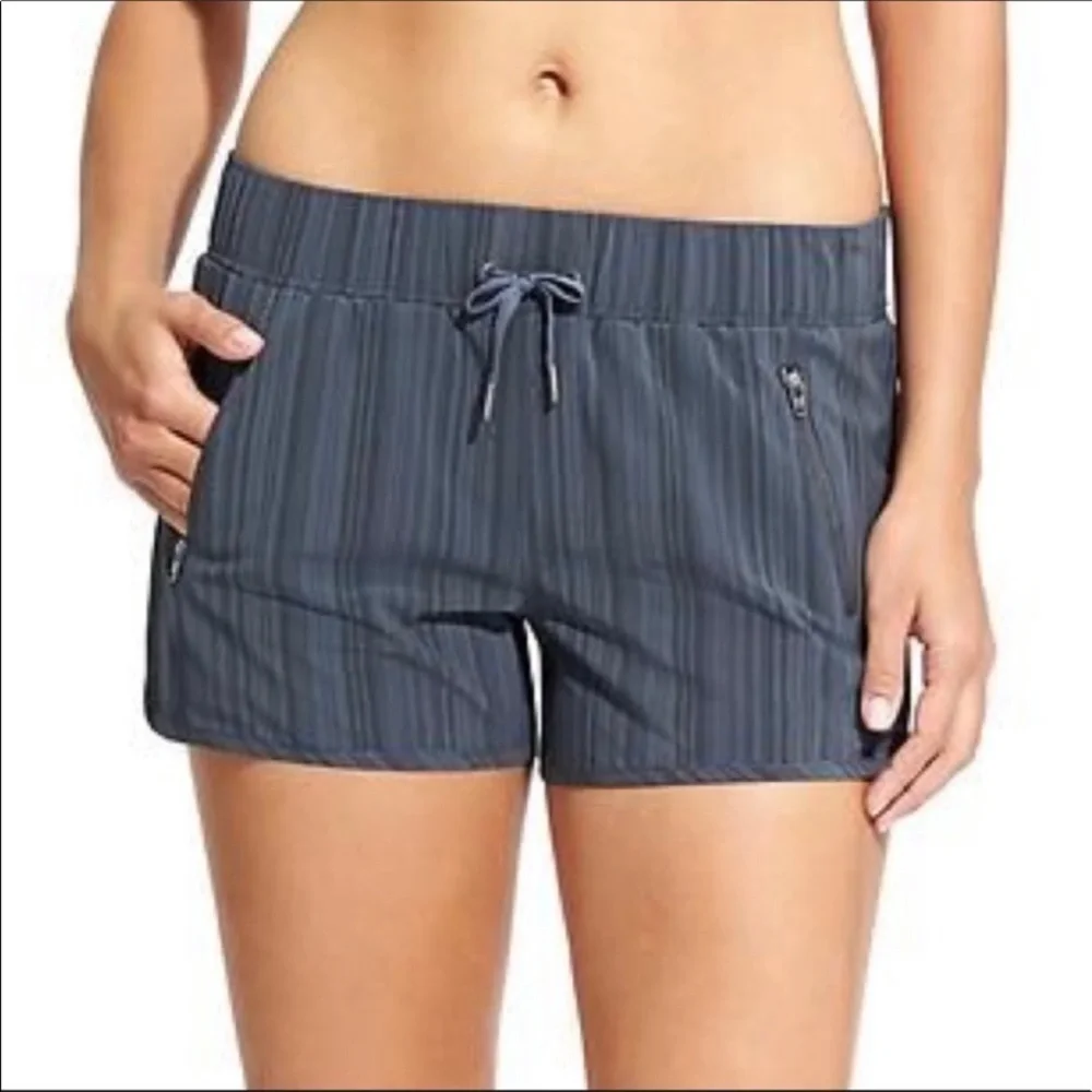Athleta Shorts Sway Pull On Athletic Casual Outdoor Striped Navy Blue S